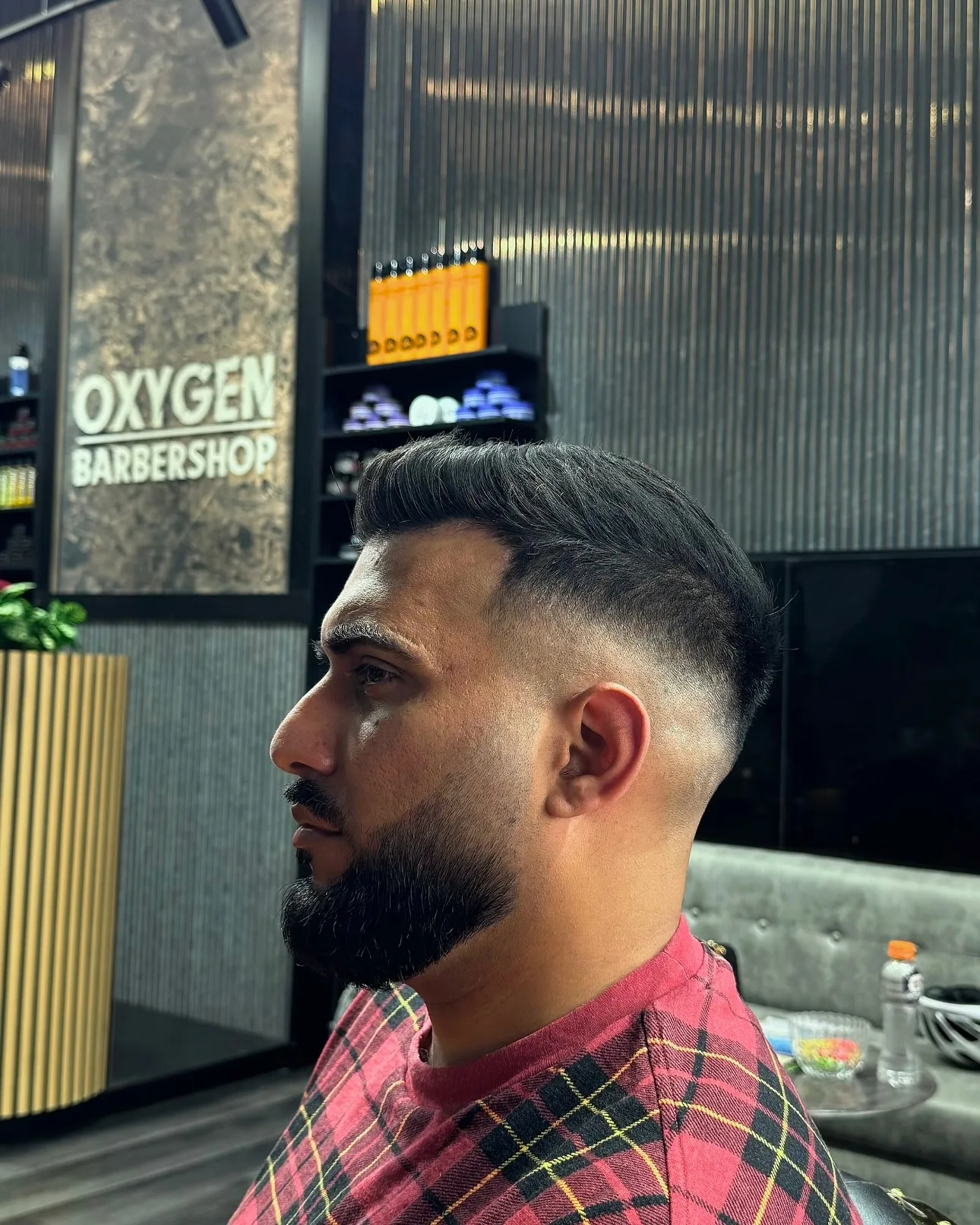 Skin fade and full beard — Oxygen Barbershop
