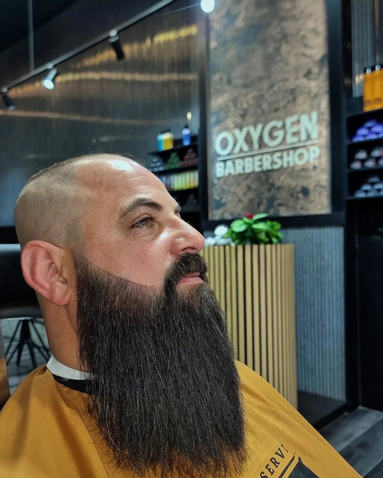 Shaved crown and long full beard